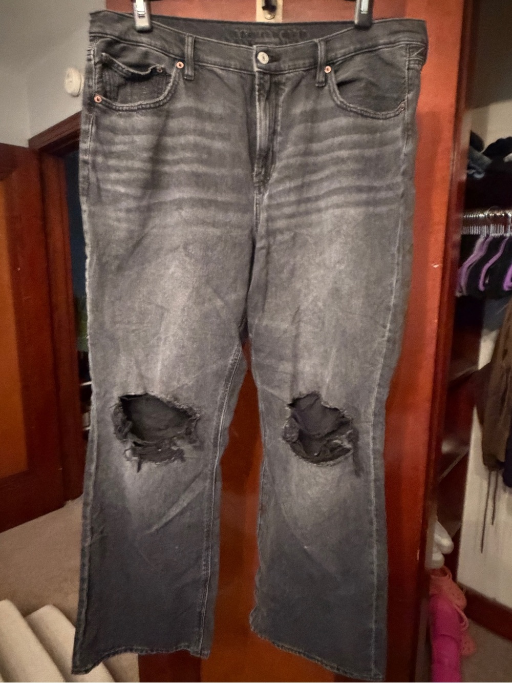 American Eagle Distressed Wide Leg Jeans